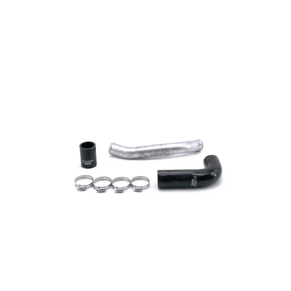 HSP Diesel upper coolant tube for 2011-2014 Chevrolet and GMC LML Duramax engines, shown in raw metal finish.