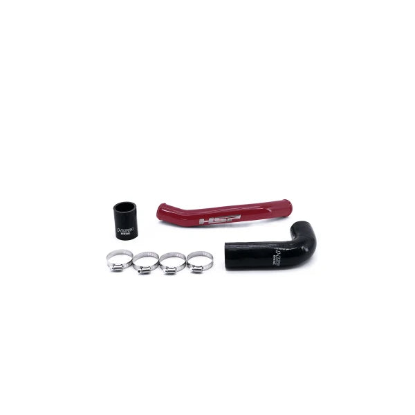 HSP Diesel upper coolant tube for 2011-2014 LML Duramax Chevrolet and GMC trucks, shown in cherry color.