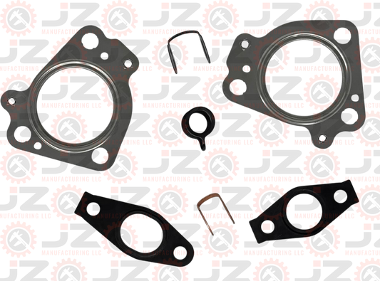 JZ Manufacturing Duramax turbo gasket install kit for 2004.5-2016 LLY, LBZ, LMM, LML engines with VGT turbo, shown in image.