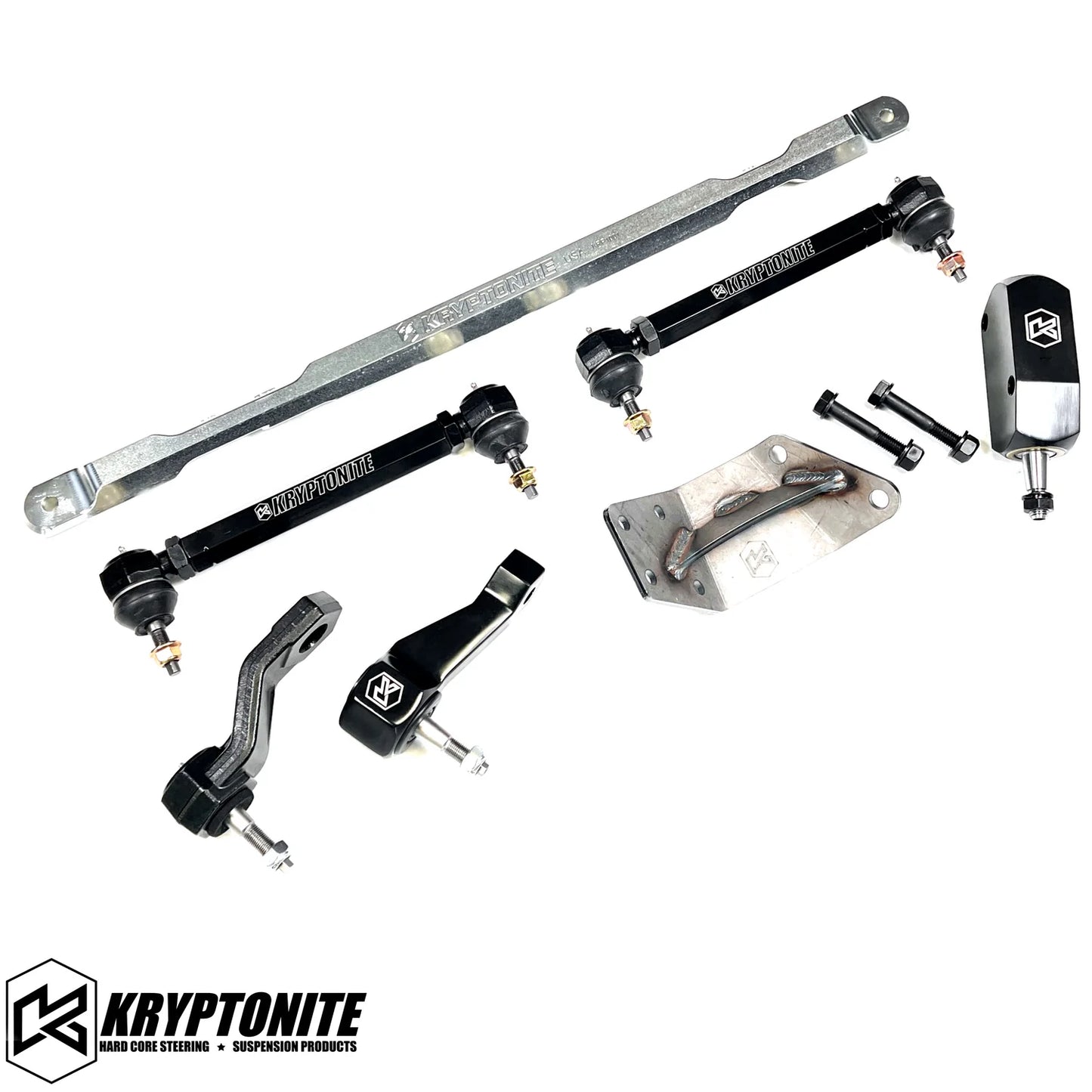Kryptonite Products Ultimate Front End Package with lock and mounting hardware, set against a neutral background.