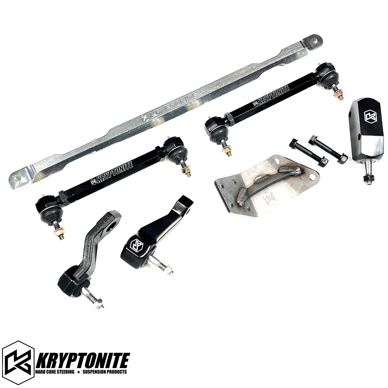 Kryptonite Products Ultimate Front End Package with lock and mounting hardware, set against a neutral background.