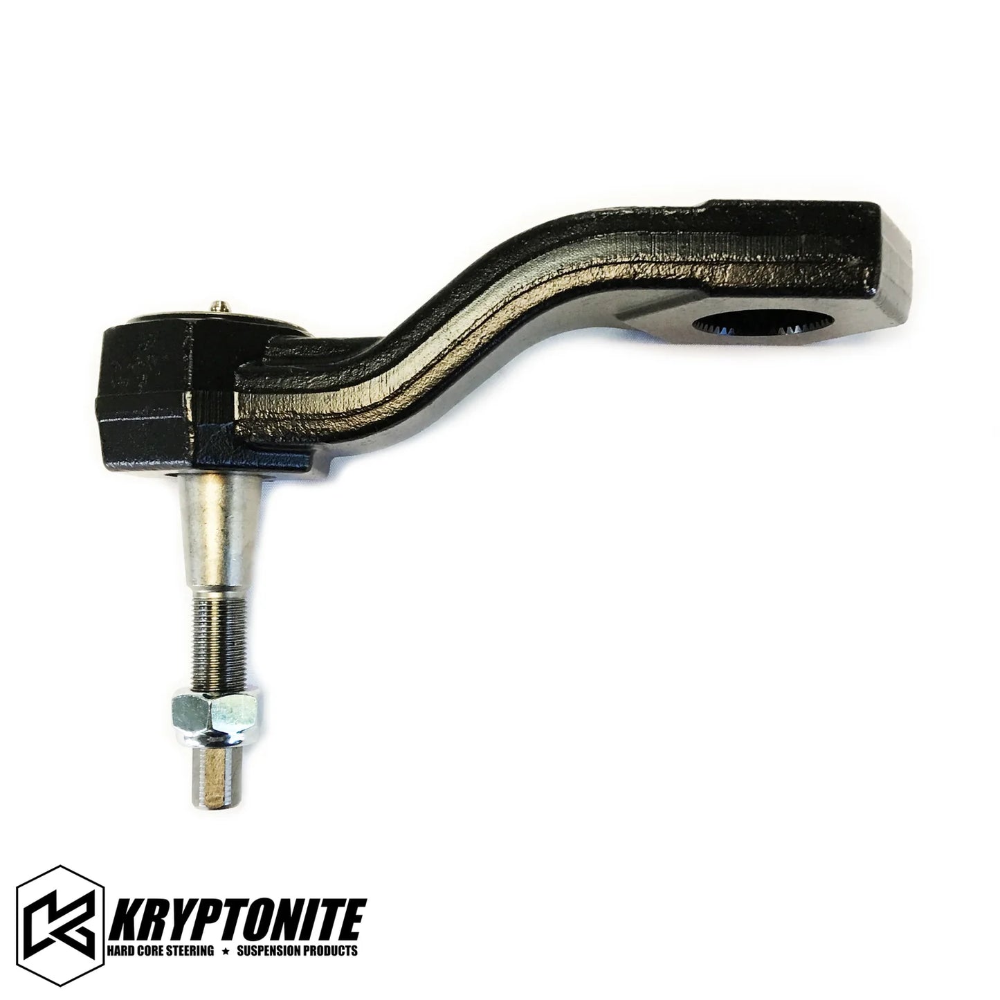 Kryptonite Products Uni Spline Pitman Arm shown in black, detailed view of the automotive steering component.