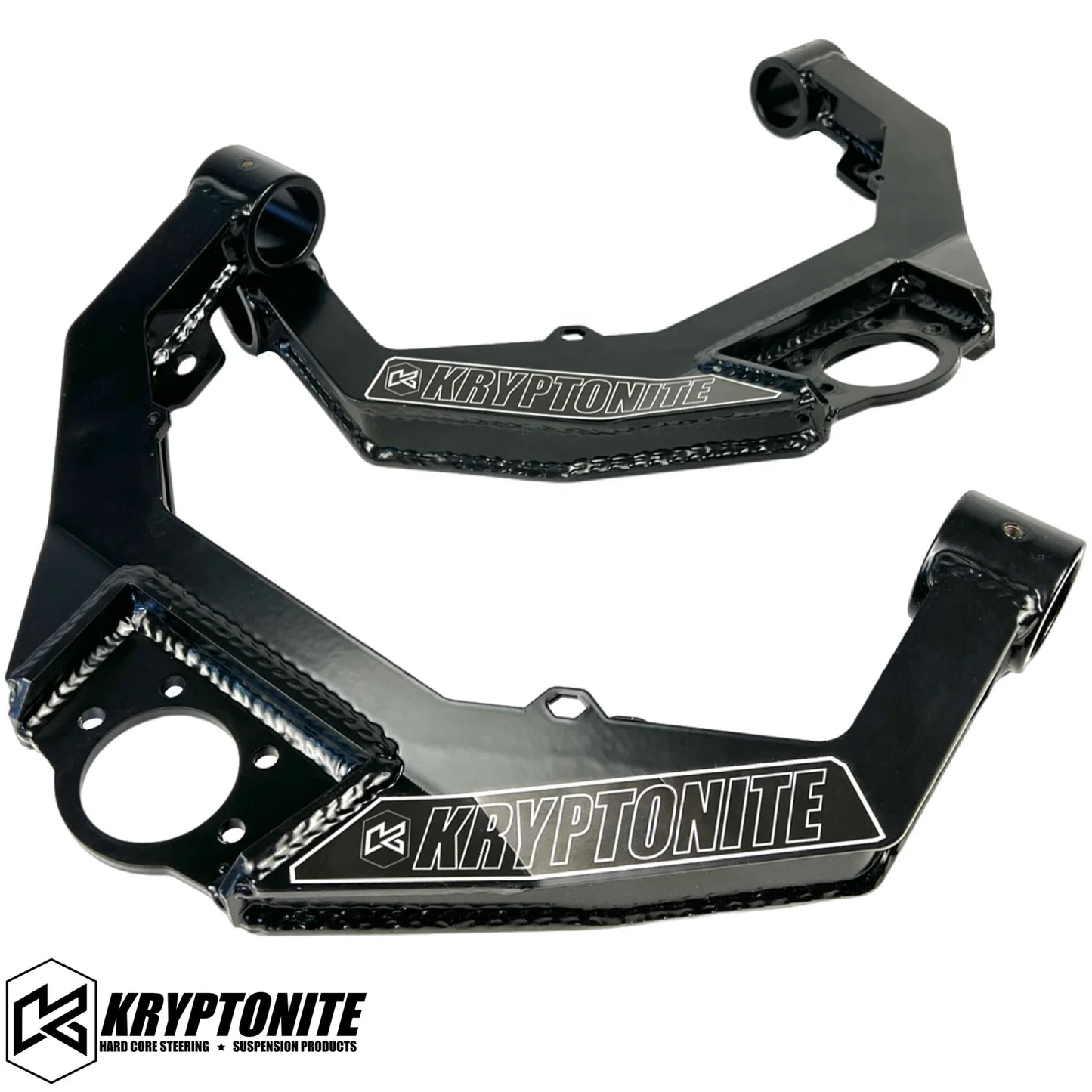 Kryptonite Products upper control arm kit with metal arms and bushings, designed for vehicle suspension upgrade.