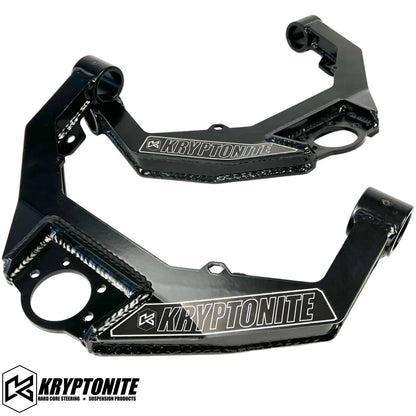 Kryptonite Products upper control arm kit with metal arms and bushings, designed for vehicle suspension upgrade.
