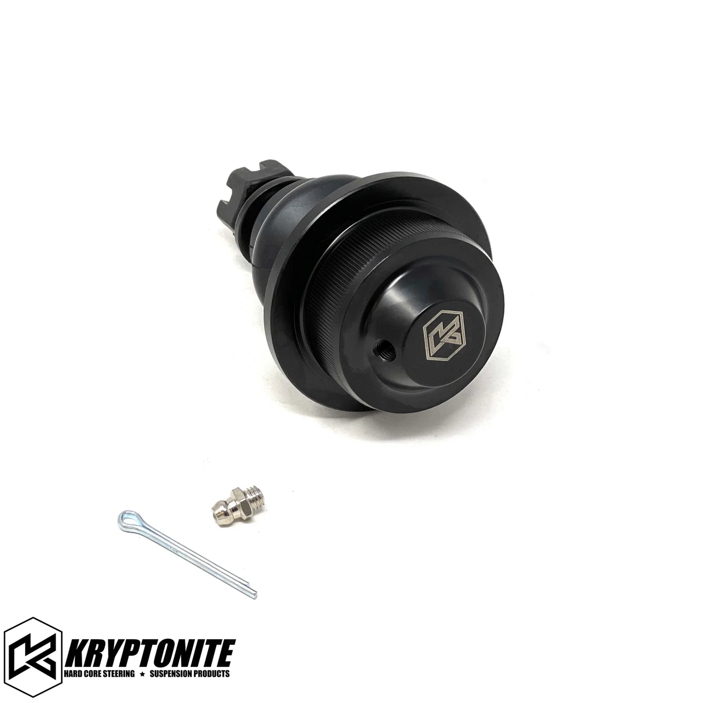 Kryptonite Products upper and lower ball joint package for 2001-2010 aftermarket control arms, showing new ball joints.