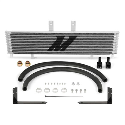 Mishimoto Duramax/Allison transmission cooler with aluminum fins and hoses for enhanced cooling performance