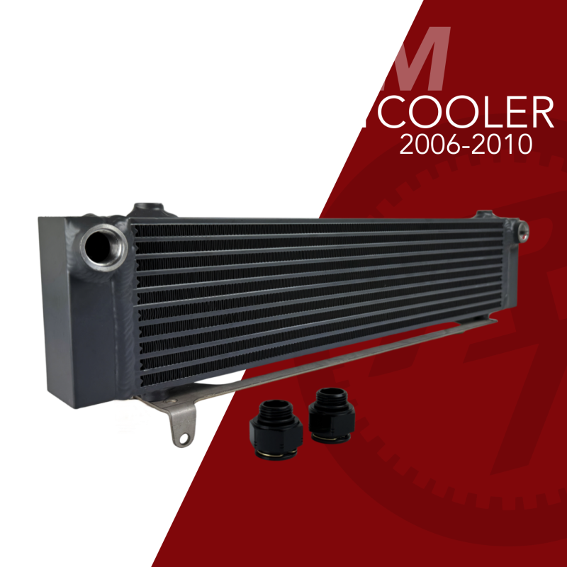Fluidyne HD Transmission Cooler for 2001-2024 Duramax engines, shown in the image with metal fins and fittings.