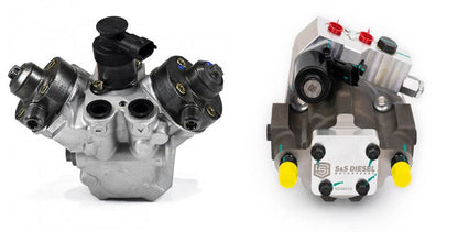 S&S Diesel Motorsport Ford 6.7L CP4 to DCR pump conversion kit showing pump components for diesel engine upgrade