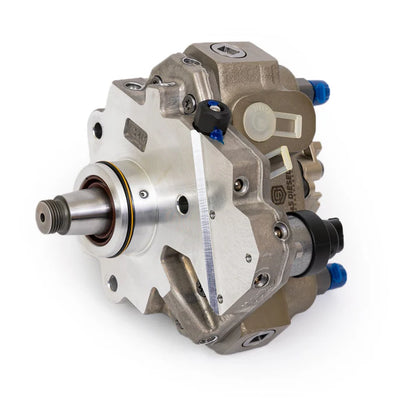 S&S Diesel Motorsport L5P Duramax CP3 fuel pump conversion installed in the engine, showing the upgraded pump and piping.