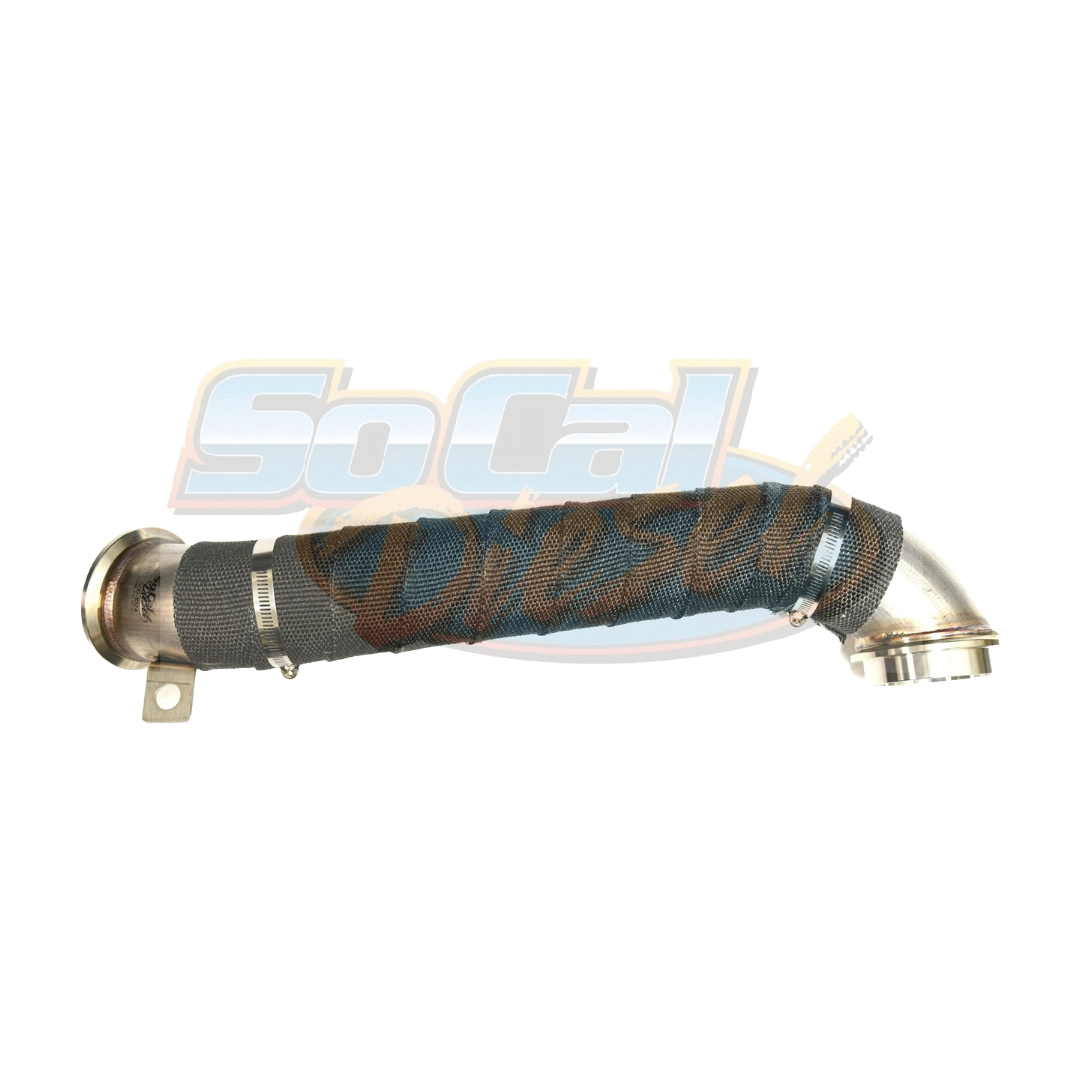 SoCal Diesel Turbo Downpipe for 2001-2016 Duramax diesel trucks, featuring high-performance exhaust upgrade and durable construction.