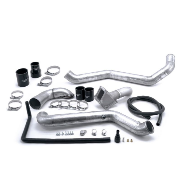 DP Customs HSP LML Duramax intercooler pipe kit with metal pipes and clamps for improved turbo intake performance.