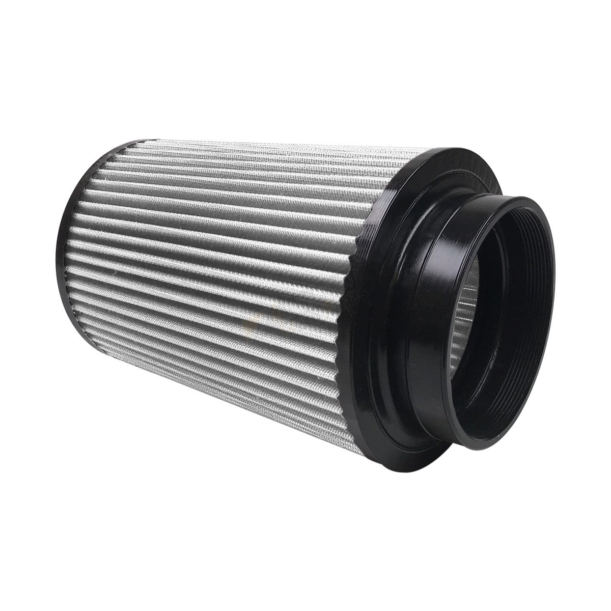 DP Customs S&B 5-inch R1298 dry filter for air intake systems, shown in a close-up image with a black filter element and metal housing.