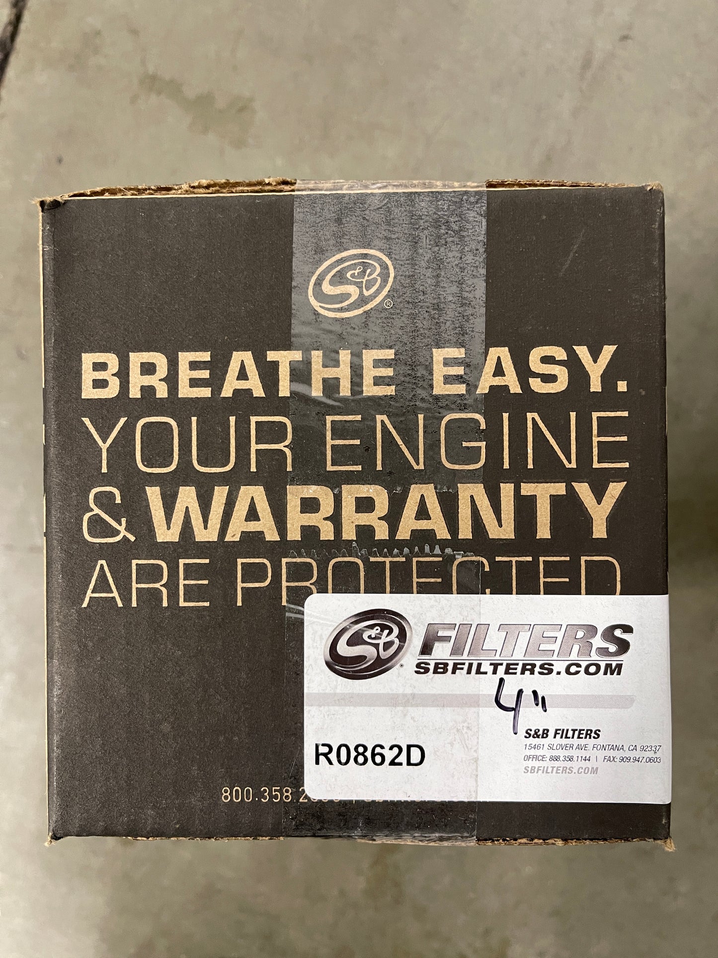 S&B 4” R0862 Dry Filter